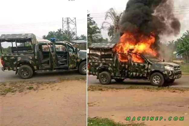 Breaking: Gunmen Attack, Kill Nigerian Soldiers & Burn Operational Vehicle in Akwa Ibom
